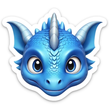 cute blue baby dragon head  sticker