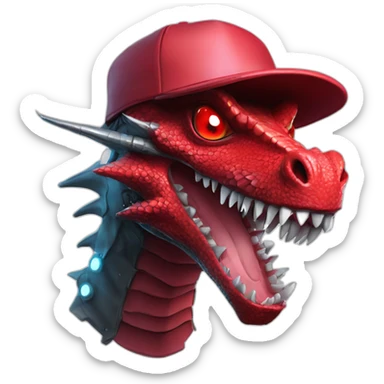 crazy-funny-cyberpunk-red-dragon-head-with-beautiful-smile-wearing-and-hat sticker
