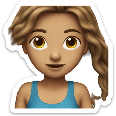 Paddle boarding girl long brown hair  sticker