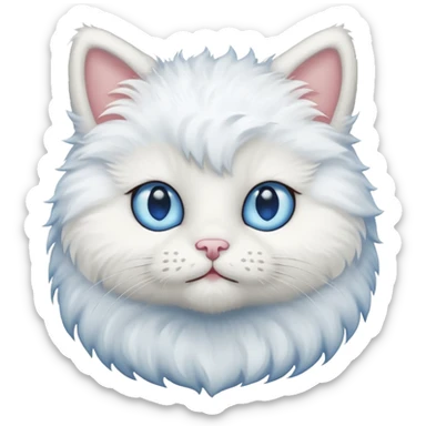 White teddy cat with blue eyes sticker