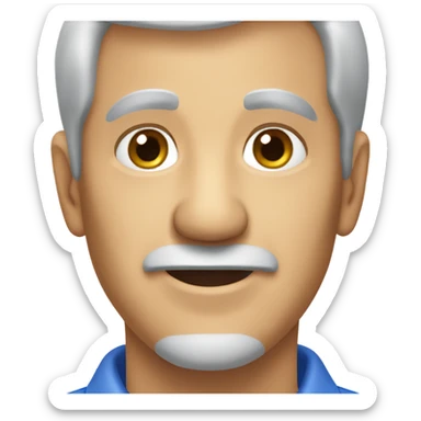 old italian man, grey hair, no facial hair. wearing a blue smart polo shirt sticker
