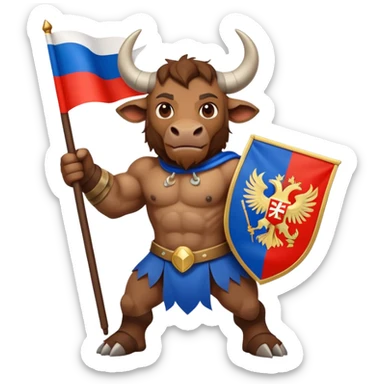 minotaur with russian flag sticker