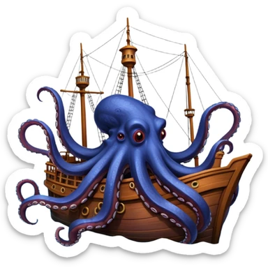 Kraken – Giant octopus with tentacles wrapping a ship sticker