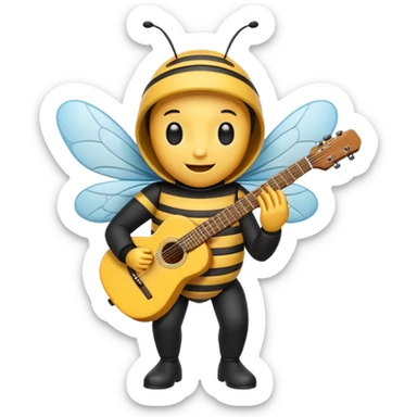 guitar player bee sticker