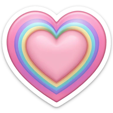 pastel heart with a soft rainbow heart border sticker