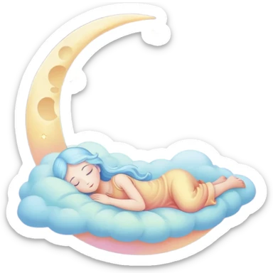 Dreamy sleep symbol with celestial moon, magical stars and ethereal number 8 representing eight hours of sleep, surrounded by peaceful glowing aura sticker