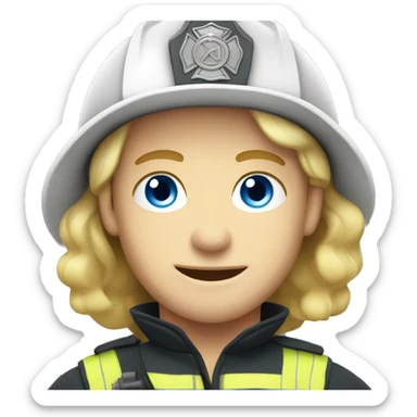 caucasian, blonde male firefighter with blue eyes sticker