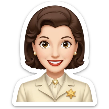 Maxene Andrews from The Andrews Sisters with dark brown hair, ivory outfit sticker