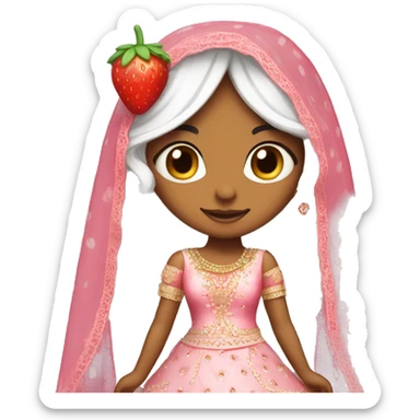 strawberry shortcake in a lehenga  sticker