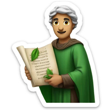 Dante Alighieri with a green laurel wreath on his head and holding a scroll in his hand sticker