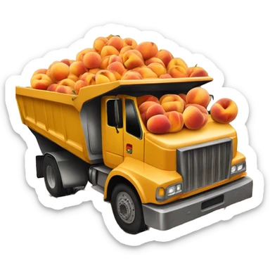 Dump truck filled with peaches sticker