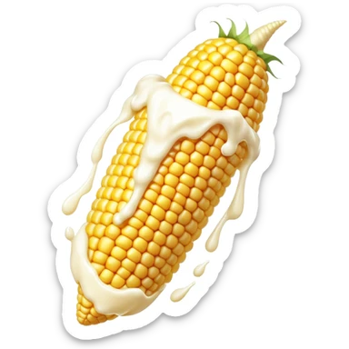A corn cob with yogurt dripping off of it sticker