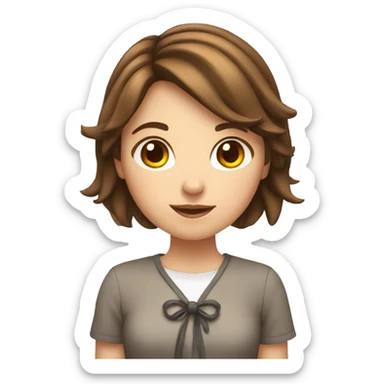 girl with brown hair and tied hair making a hear with her hands sticker