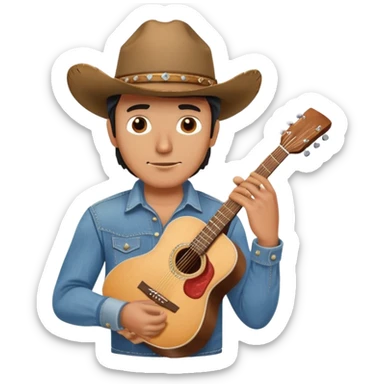 Cool cowboy guitar player sticker