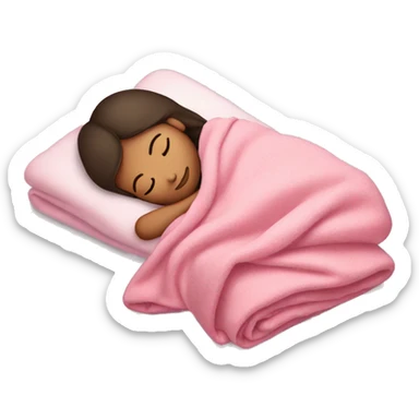 Brunette girl sleeping on side with pink blanket sticker