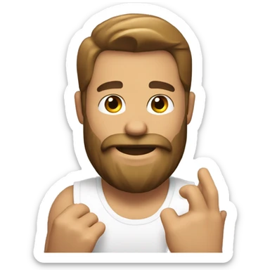 bearded muscled man waving hello sticker