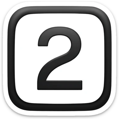 create number 2 in the center of the square shape,  and the square shape is in black color , the number is in white sticker