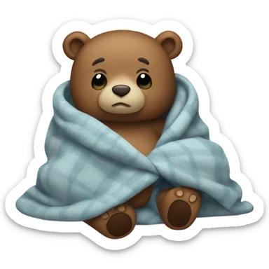 bear cozy in blanket sticker