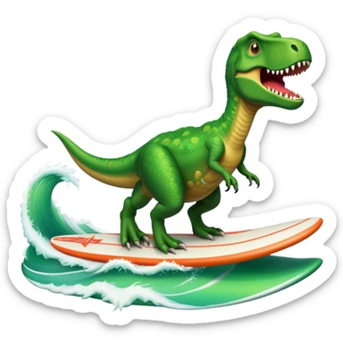 T-rex on surf board sticker