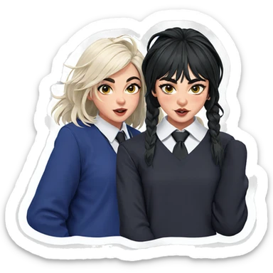 twin girls in school uniform sticker