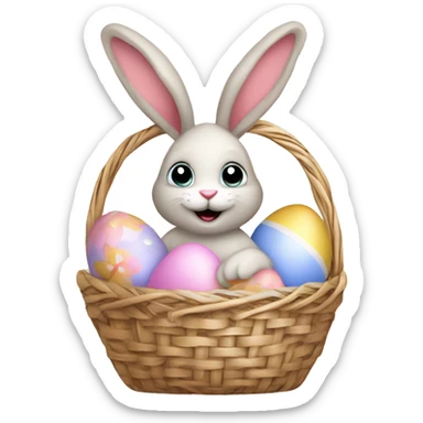 easter bunny with egg light pink basket sticker