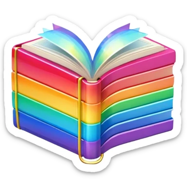 fantasy magic RAINBOW book low poly sticker
