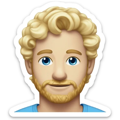 3/4 profile light curl blonde 30yo man blue eyed pale skin sticker