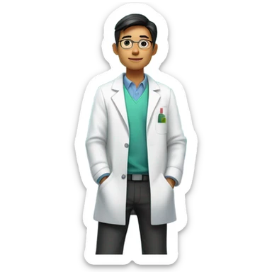 Asian chemistry researcher sticker