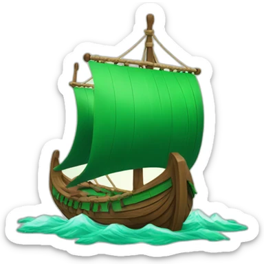 Viking Ship with green sails sticker