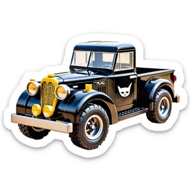 1:10 off-road lcg smoking Basher Wednesday Adam’s CatWoman’s 1954 blackened tarnished hotrod streamlined Lego jaguar extended cab rc pickup (ridiculously extra wide low-profile pin tires without fenders) sticker