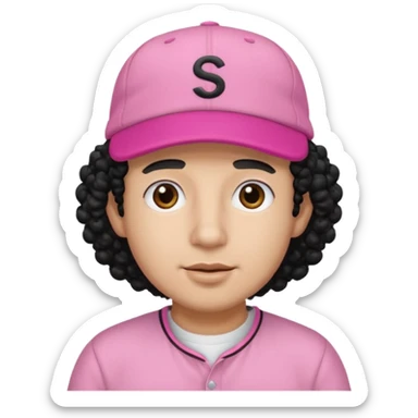 Papi Santana, Rosa keps & svart lockigt hår (kille) sticker