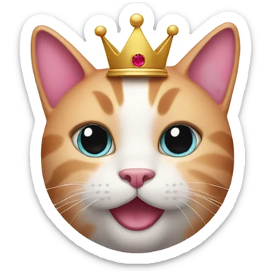 a pink cat with a crown sticker