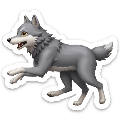 Wolf run cartoon sticker