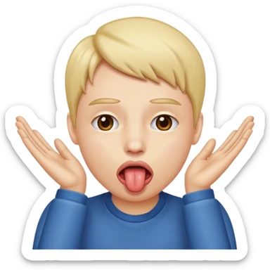 tongue sticking out with hands on both side of face sticker