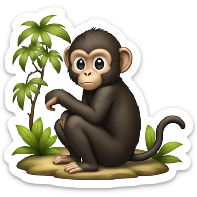 A black monkey pooping  sticker