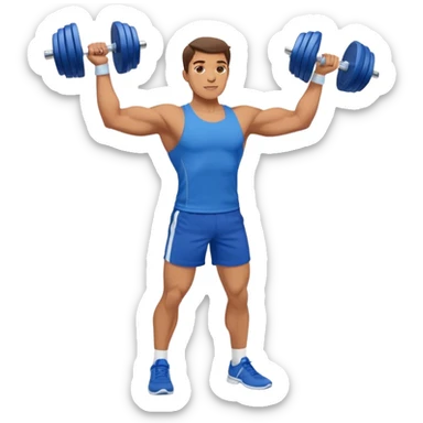 man with blue shorts doing side-lateral raise (T pose) with light dumbbells sticker