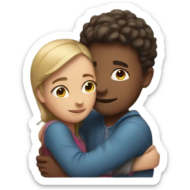 girl with boy hug sticker