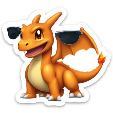 Charizard with sunglasses sticker