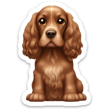 a cocker spaniel, fully brown color adult with long ears sticker