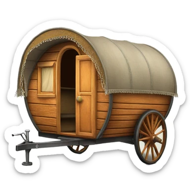 Realistic vintage round gypsy caravan wagon camper sticker
