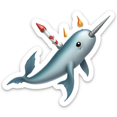 Narwhal with rockets sticker