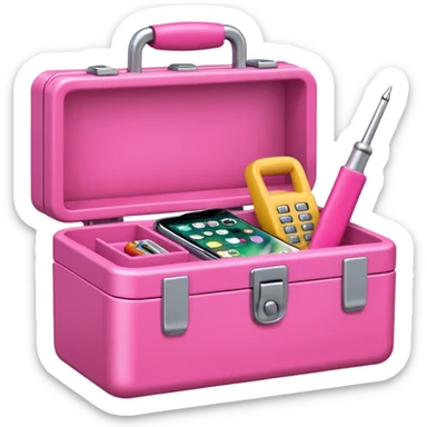 big girly cellphone with a pink mini toolbox sticker