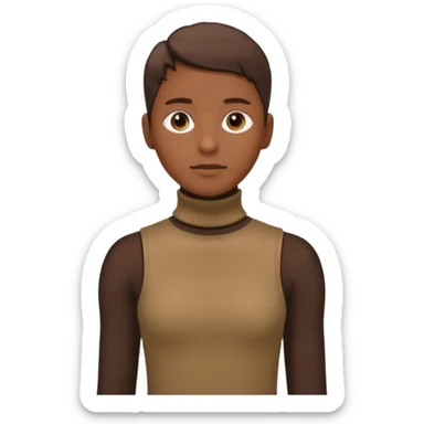 create an emoji, brown sleeveless turtleneck, wholebody sticker