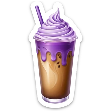Iced coffee with purple cream sticker
