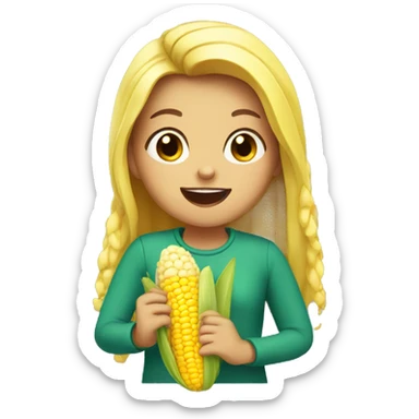 Girl eating corn sticker