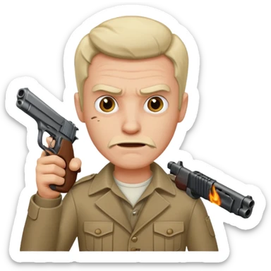 black crazy mad man with gun pointing it  sticker