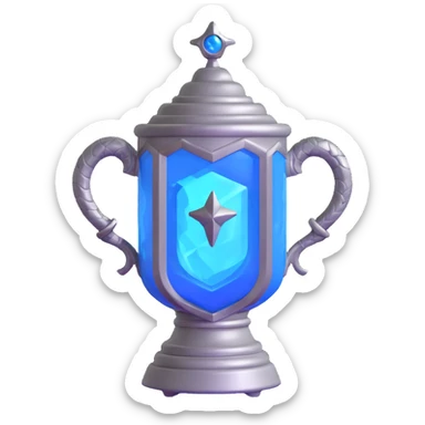 movie-accurate Triwizard Cup from Harry Potter with its iconic hexagonal shape, two large curved serpent handles, metallic silver with blue glow sticker