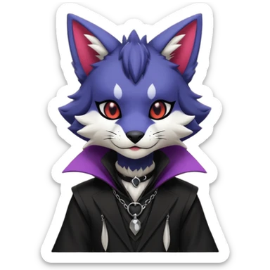 Cool gothic cute Kemonomimi Nekomimi Japanese Anime Kemono Furry Style Vernid-Protogen-Sergal-Fursuit-furry-fursona sticker