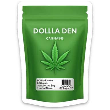 Reusable cannabis bags with the name Dolla Den on the label   sticker