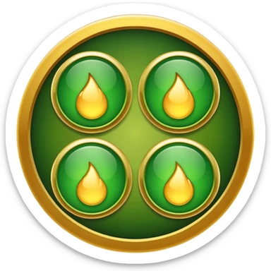 three with a curcle that unites them with golden and green colours sticker